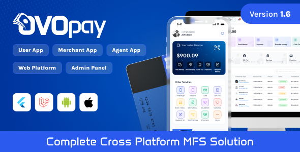 اسکریپت OvoPay | پلتفرم جامع خدمات مالی دیجیتال با اپلیکیشن و پنل مدیریت